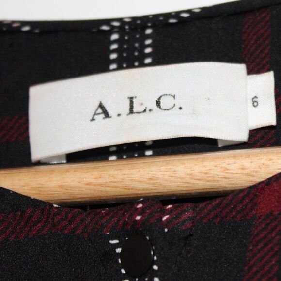 A.L.C Simona Check Print 100% Silk Dress Checked Women's Size 6 - Picture 8 of 10